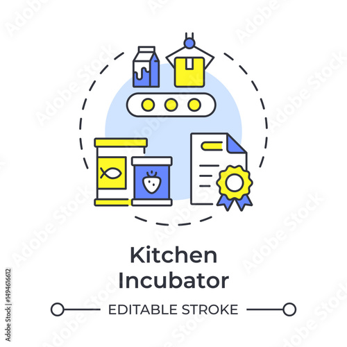Kitchen incubators multi color concept icon. Supply chain, food production. Industry standard. Round shape line illustration. Abstract idea. Graphic design. Easy to use in infographic, brochure