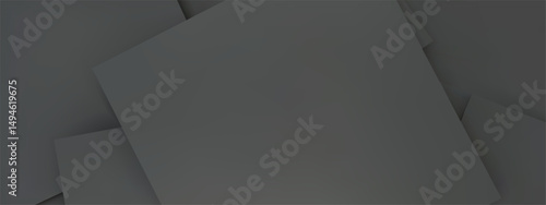 Top view of black paper sheet background. A lot of black papers are stacked together. 3D vector illustration.