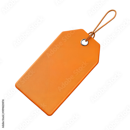 orange blank price tag 3d render icon isolated on transparent background