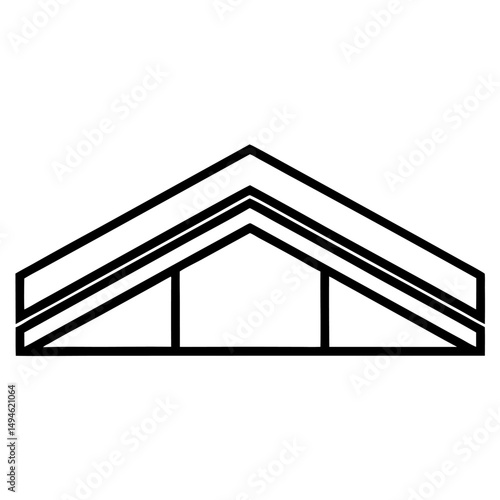 Roof of the house line art icon on white background.