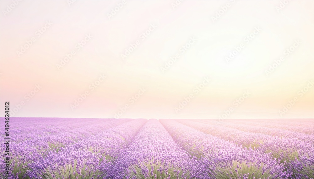 Obraz premium Lavender fields blooming at sunrise nature photography serene landscape peaceful environment aesthetic view