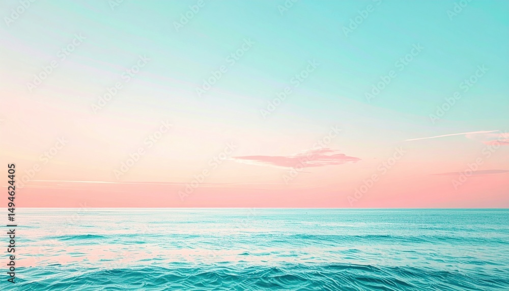 Obraz premium Serene ocean sunset coastal beach nature landscape tranquil environment wide angle view peaceful concept