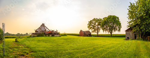 Three Abandoned Barns Panoramic 