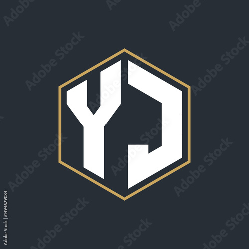 Modern Luxury Letter Monogram Logo with Polygon Frame Design
