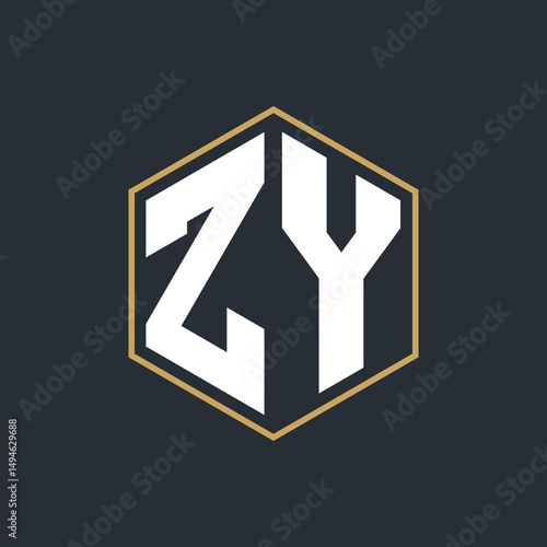Modern Luxury Letter Monogram Logo with Polygon Frame Design
