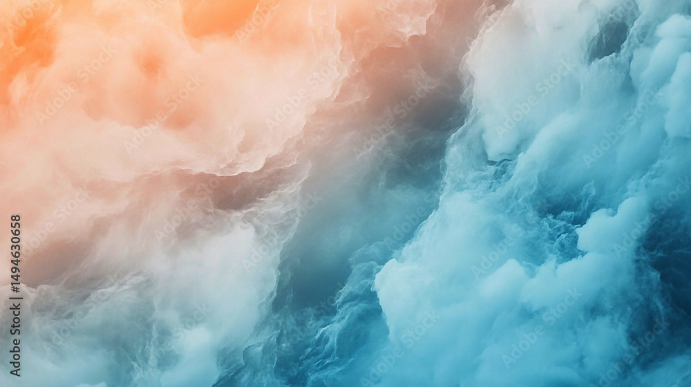 Fototapeta premium Abstract and ethereal gradient background in shades of blue orange and white creating a soft visual