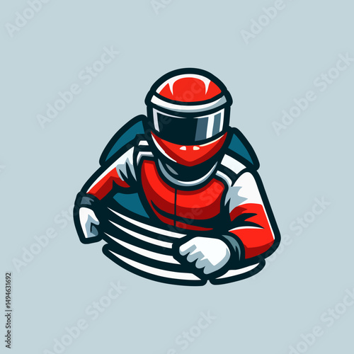 Professional Racing Mascot Logo Cartoon Character Vector for Drift Race Fast Track Car Bike Motorsport Adrenaline Speed Competition Tournament Rally Grandprix Clipart Branding Artwork Fun