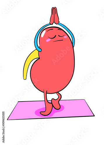 kidney yoga cartoon illustration