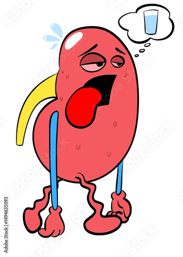 kidney thirsty cartoon illustration