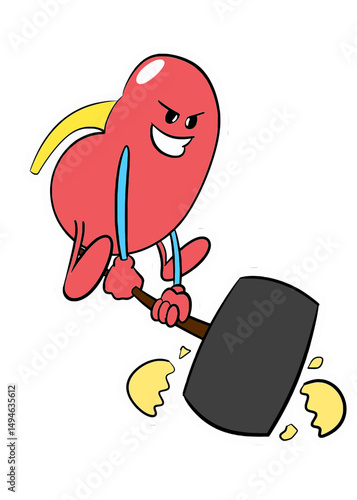 kidney break kidney stone cartoon illustration 