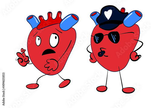 heart caught smoking cartoon illustration
