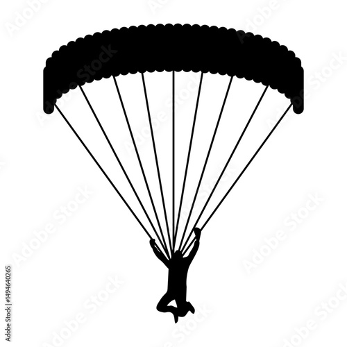 Silhouette of a Skydiver with Parachute in Flight