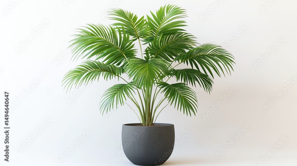 Fototapeta premium Lush green plant in a modern pot on a white isolated background.