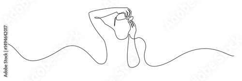 continuous line drawing of man having hair problem.single line drawing of man with hair dandruff,hair loss,gray hair.line art vector illustration