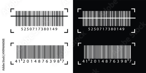 Simple barcode icons in black on isolated white background. Simple fake bar code. Barcode product distribution icon label Collection. vector.