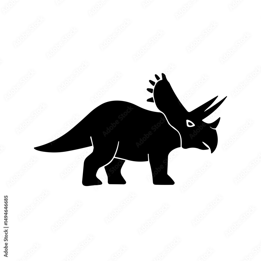 Fototapeta premium Simple dinosaur Triceratops Icon 