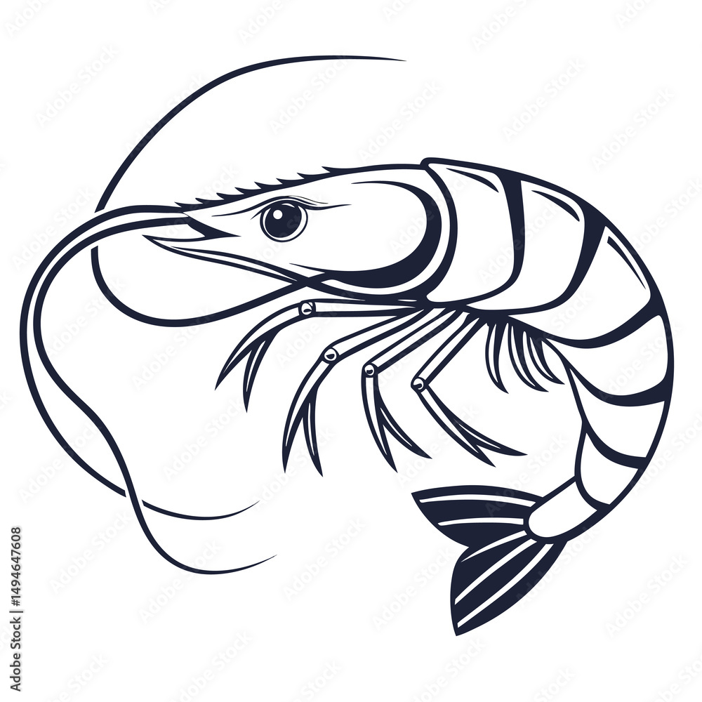 Shrimp vector logo icon on white background. Adobe Illustrator Artwork Shrimp vector logo icon on white background. Adobe Illustrator Artwork