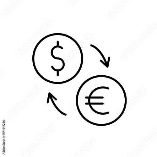 Currency exchange line icon vector, with editable stroke, perfect for finance platforms, forex apps, and global economy dashboards