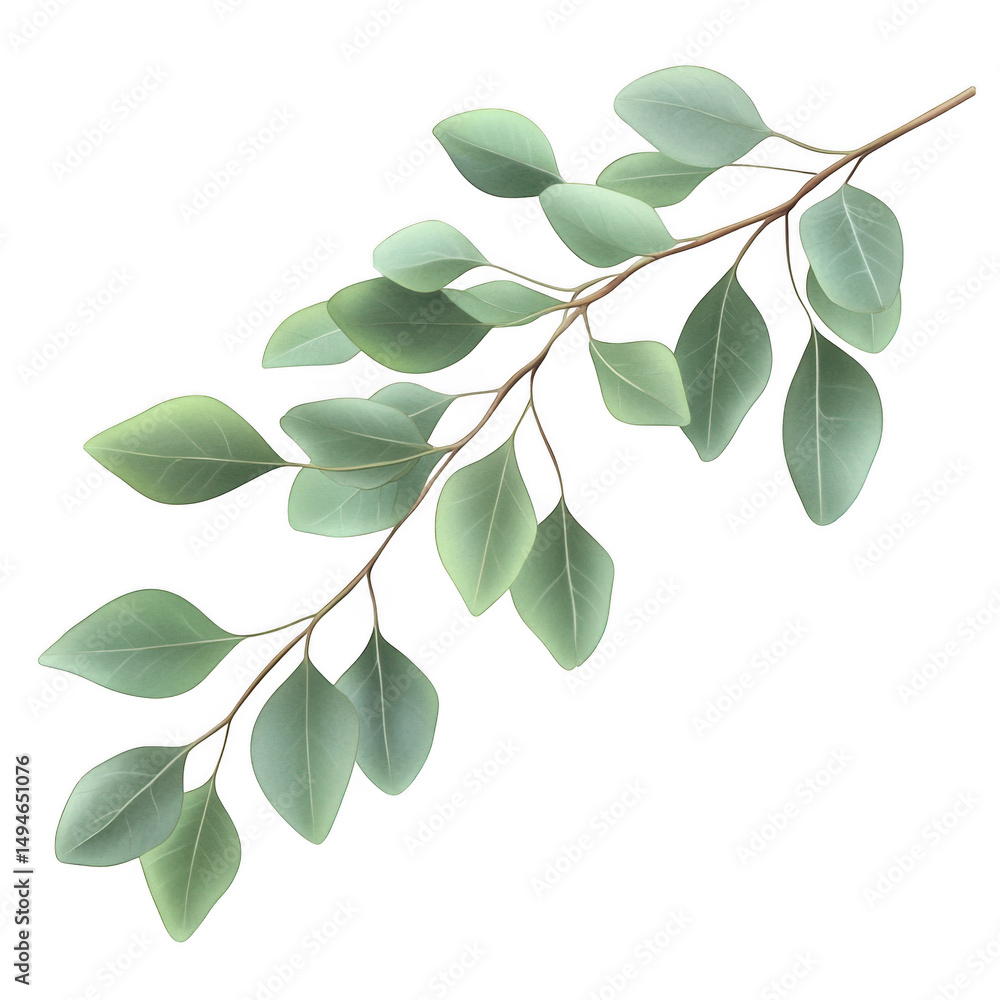 Obraz premium Eucalyptus branch with leaves isolated on transparent background