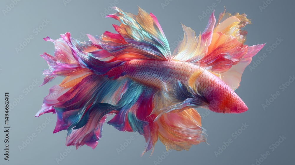 Obraz premium A vibrant and colorful betta fish swimming gracefully in a beautiful aquatic display.
