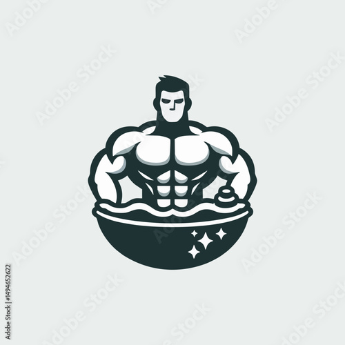 Cartoon Flat Vector of Bodybuilder Spa Illustration with Muscular Man in Sauna Relaxation Wellness Therapy Concept Perfect for Gym Poster Recovery Pampering Fitness Selfcare Male Lifestyle Design