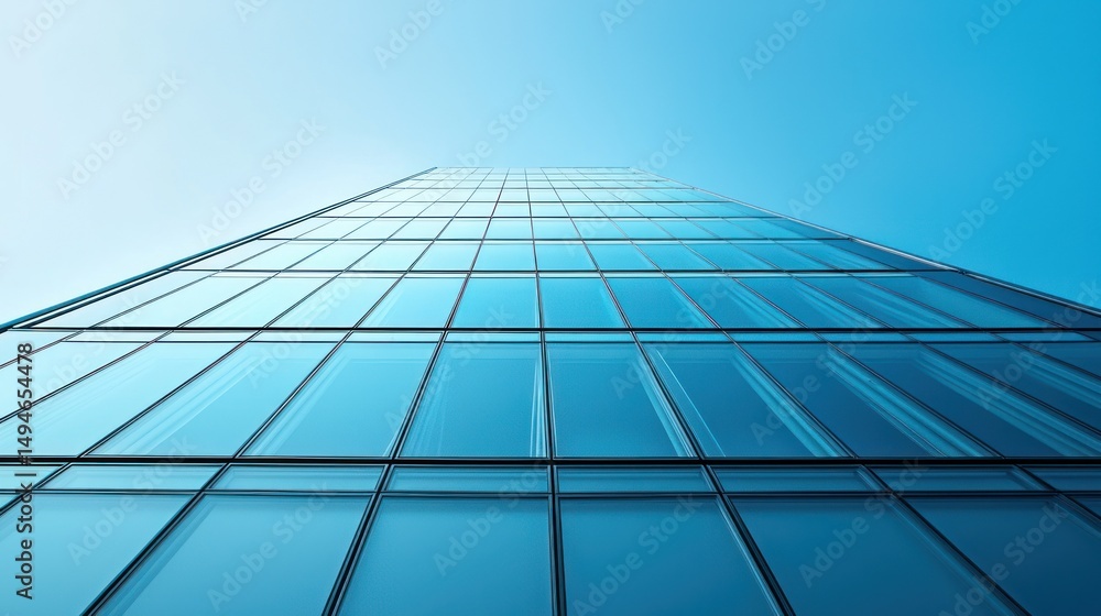A modern glass skyscraper with a blue sky in the background. A modern glass skyscraper with a blue sky in the background.