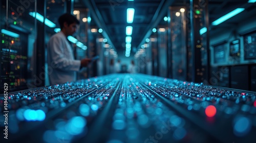 Wallpaper Mural Scientists in a quantum computing lab analyze qubits, showcasing the intricate work behind quantum computing technology.

 Torontodigital.ca