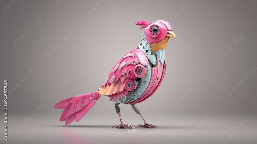 Fototapeta A whimsical, colorful bird with unique artistic design and intricate details.
