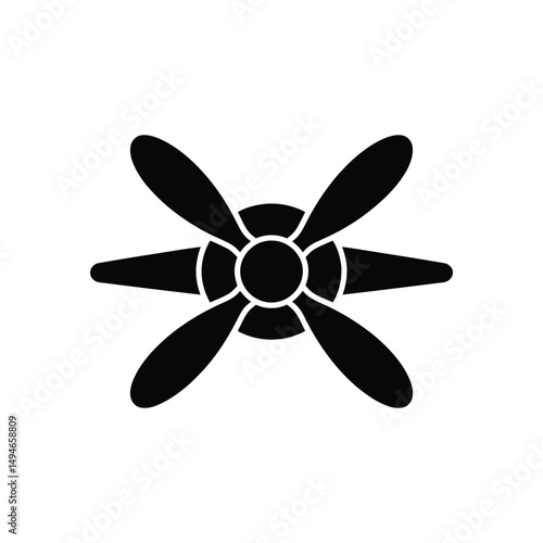 Black and White Illustration SixBladed Propeller Icon for Design Projects