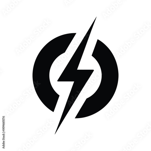 Black Lightning Bolt Symbol Intersecting a Circular Shape on White Background, Minimalist Style Free Download Black Lightning Bolt Symbol Intersecting a Circular Shape on White Background, Minimalist Style - GFXLoad