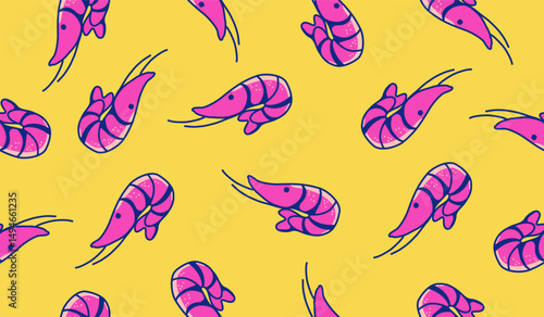 Cute shrimp pattern background vector design