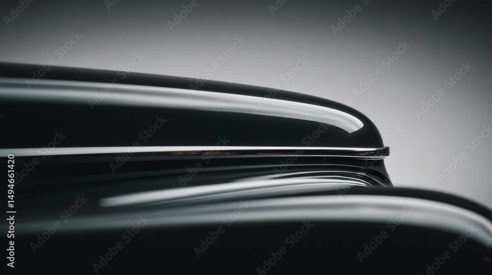 Close-up of a glossy black car, showcasing smooth curves and sleek design features. Close-up of a glossy black car, showcasing smooth curves and sleek design features.