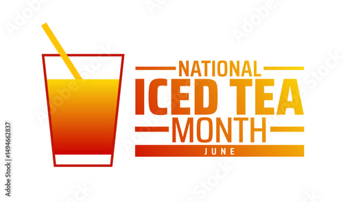 Iced Tea Month background banner or poster design template. observed every year in June. Holiday concept. Use to any Template, card, poster, placard, template.