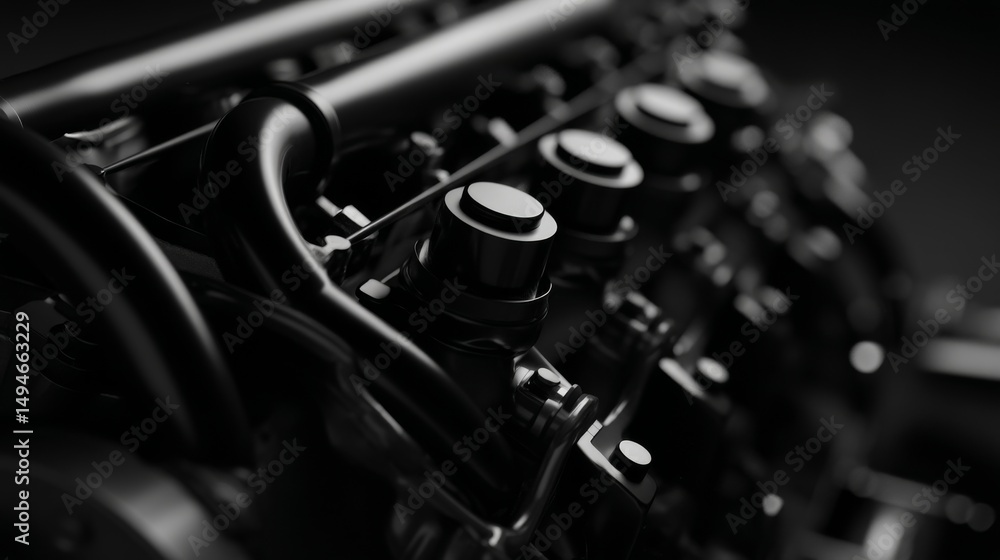 Fototapeta premium Close-up of a sophisticated engine component showcasing intricate details.