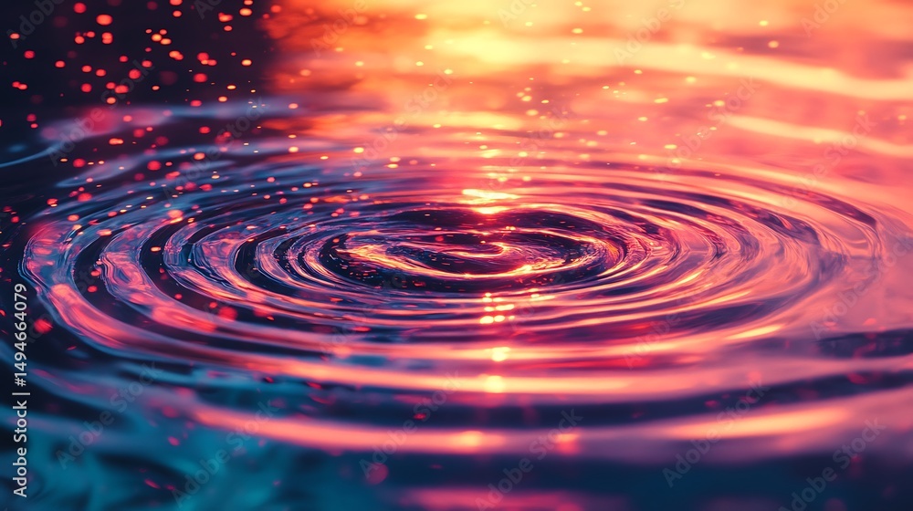 Celestial Ripples: Hypnotic water rings reflecting a cosmic, colorful sky Celestial Ripples: Hypnotic water rings reflecting a cosmic, colorful sky