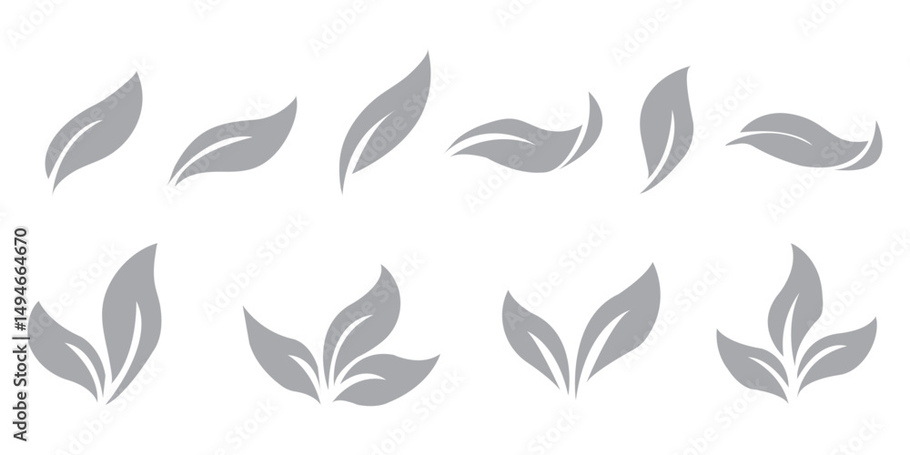 Fototapeta premium set of leaves green leaf nature art illustration vector sticker icon symbol graphic design environment plant