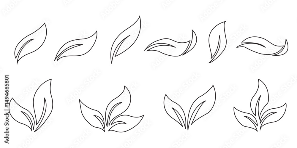 Fototapeta premium set of leaves green leaf nature art illustration vector sticker icon symbol graphic design environment plant