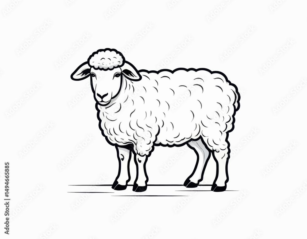 Obraz premium Adorable Sheep Clipart Graphics Perfect for Children's Books Farm Illustrations and Cute Animal Designs