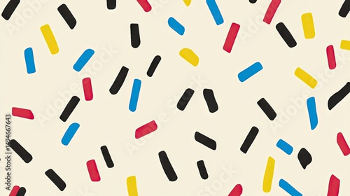 Abstract colorful confetti pattern on cream background