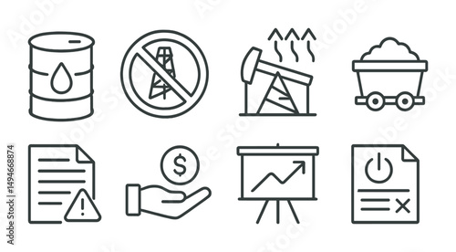 Petroleum and energy line icons set – outline, oil, natural resources symbols