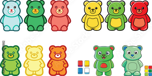 Collection of Colorful Gummy Bear Candies.