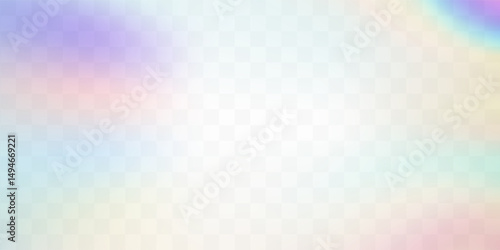 Rainbow light prism effect, transparent background. Hologram reflection, crystal flare leak shadow overlay. Vector illustration of abstract blurred