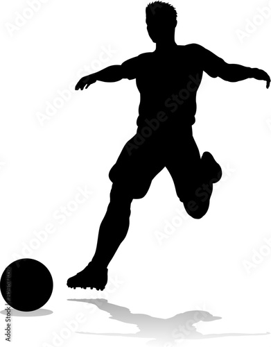A soccer or football player male silhouette man