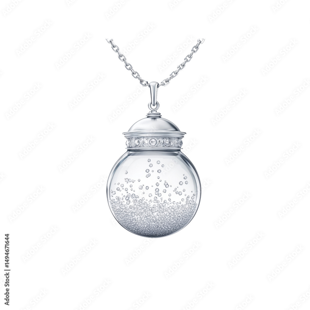 Fototapeta premium Elegant Silver and Diamond Sphere Pendant Necklace
