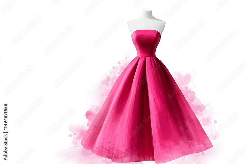 Obraz premium Elegant Pink Strapless Dress: A Minimalist Fashion Statement for Timeless Sophistication