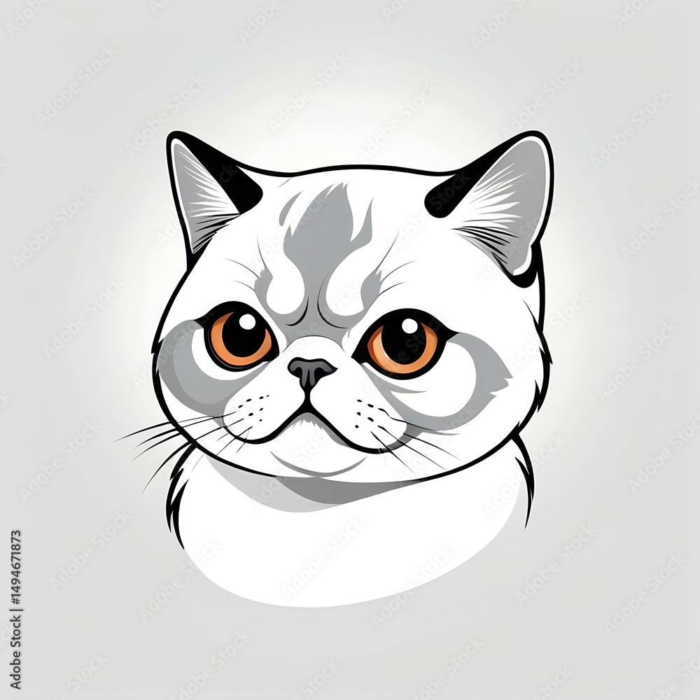 Obraz premium まん丸な目と鼻ぺちゃの可愛いエキゾチックショートヘア