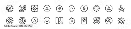 Set of Compass icons. 20 sets of Compass icons. Compass icons. 