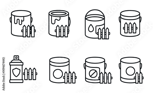 Painting and home improvement outline icons set – silhouette, diy, renovation tools