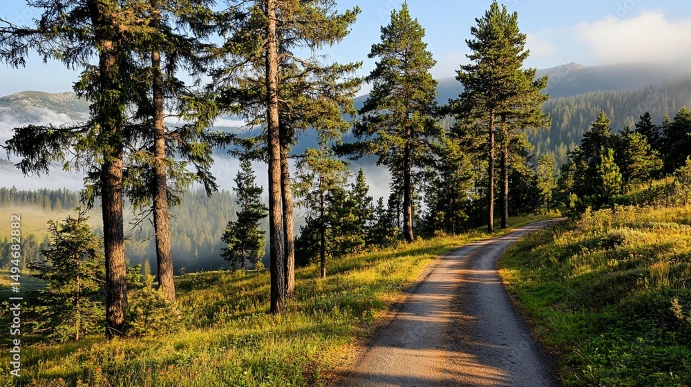 Fototapeta premium Scenic Forest Road at Dawn