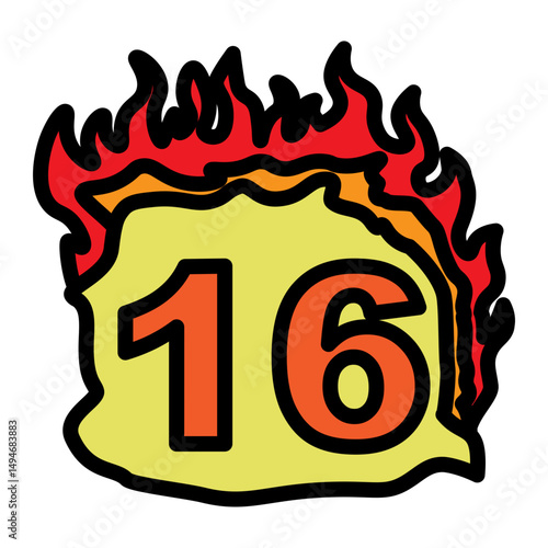 16 Number Vector Filled Icon Design